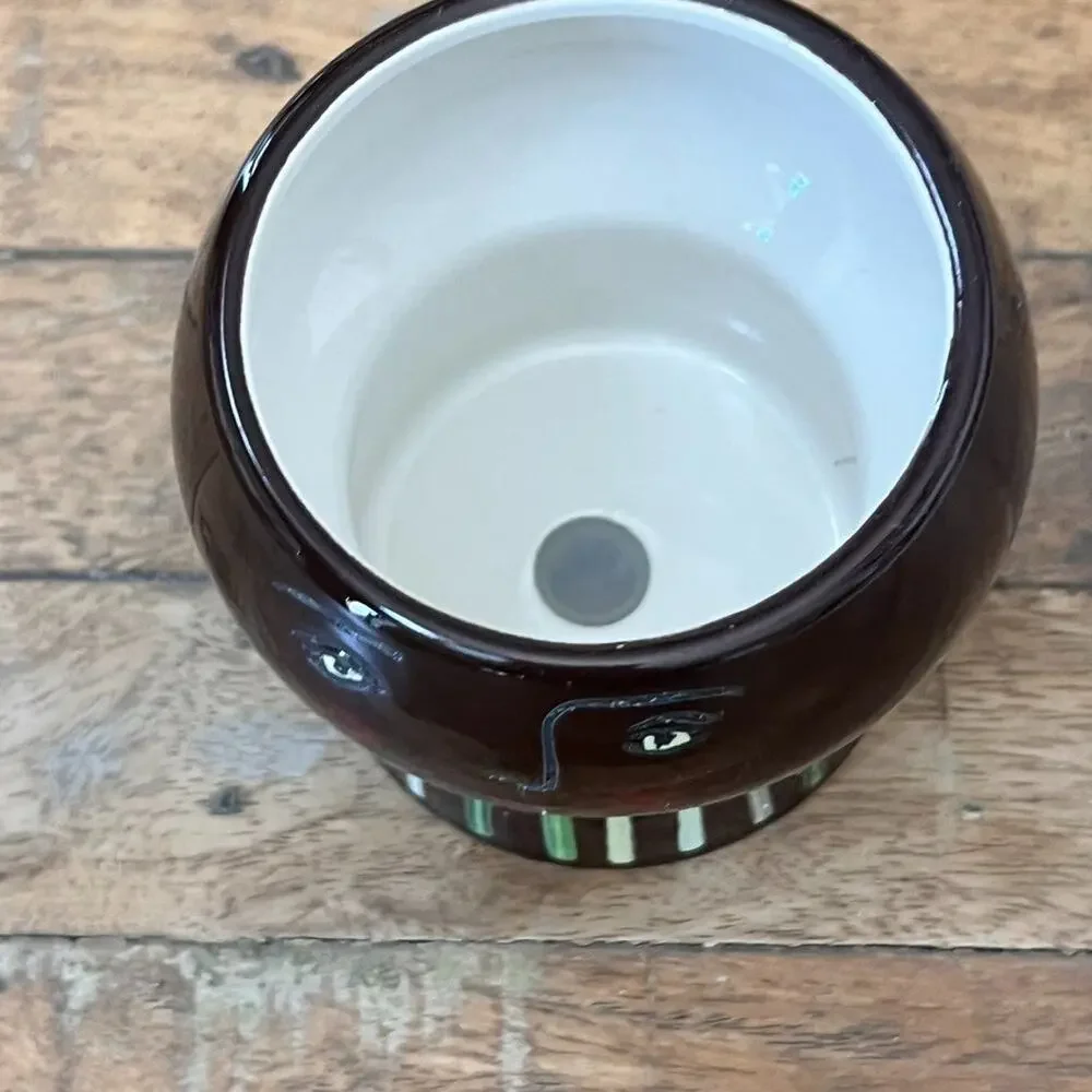 Opalhouse Stoneware Face Planter Vase Brown Striped 4